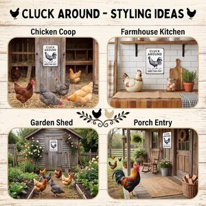 Divertente Targa in Latta con Grafica 'CLUCK FIND' 8x12 Pollici Modello 3020 Bianco/Nero con Fori Pre-Forati per Casa, Fattoria, Pollaio - Product Image 3