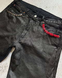 Custom Streetwear di alta qualità con fondo a campana a vita bassa borchiata oversize stivali da cera a gamba larga svasati pantaloni larghi in Denim di jeans per gli uomini - Product Image 4