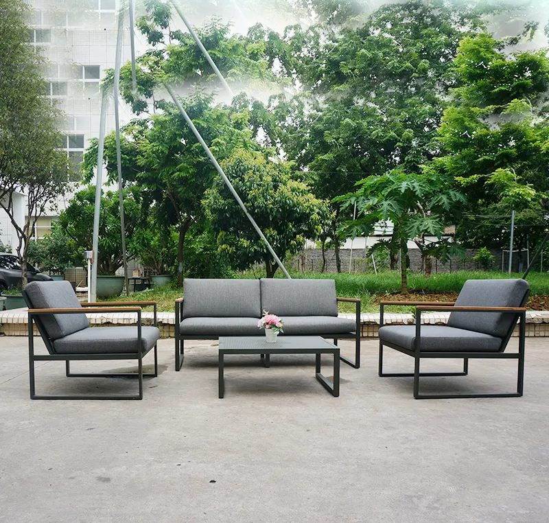 All Weather Aluminum Outdoor Sofa Contemporary Design Sectional Lounge Set