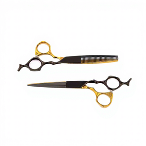 Ensemble de 2 ciseaux de coiffure professionnels en acier inoxydable à dents plates et affûtées pour droitiers - Prix de gros - Product Image 1
