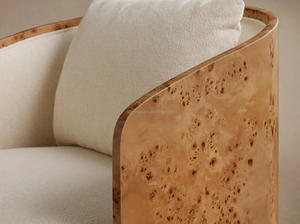 Fauteuil pivotant rembourré de luxe moderne de haute qualité, fauteuil d'appoint en bois massif pour salon, vente en gros - Product Image 6