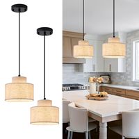 Suspension luminaire avec abat-jour en lin beige à 2 couches, mini suspension réglable, idéale pour îlots de cuisine et couloirs