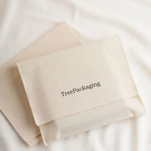 Custom Logo Printed <b>White</b> Cotton Twill <b>Envelope</b> Jewelry Gift Pouch With Ribbon Luxury <b>Envelope</b> Dust Bag for Handbag - Product Image 2