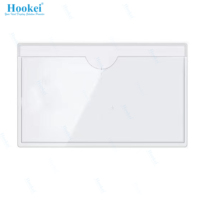 Portatarjetas autoadhesivo de tamaño personalizado, portatarjetas de plástico transparente con bolsillos para tarjetas de biblioteca, portatarjetas con tapa abierta