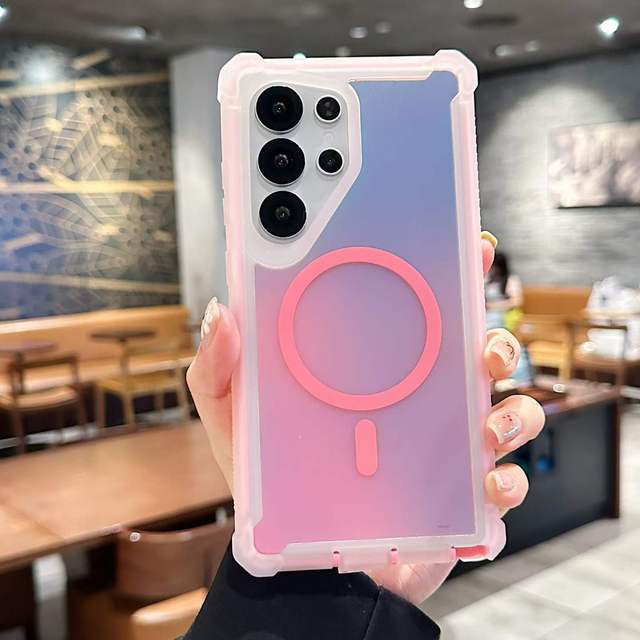 Frosted Translucent Aurora Gradient Magnetic Cell Phone Case Absorbing Anti-fingerprint Cover For Samsung S26 S25