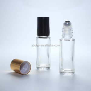 Rollo de vidrio moldeado transparente vacío de <span class=keywords><strong>5ml</strong></span> en botella de vidrio con tapa de plástico y cuentas de acero inoxidable - Product Image 1