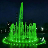 Fuente de Agua Danzante Redonda Pequeña de Acero Inoxidable para Jardín y Patio, con Música y Decoración para Exteriores