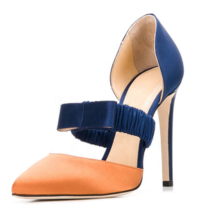 Size 47 D'Orsay Pumps Women's Satin Dress Shoes Woman Bowtie High Heel Pumps Color Match Shoes - Product Image 2