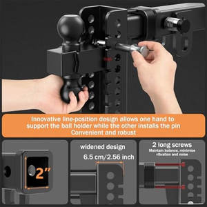 Ambull Factory Vente en gros de qualité supérieure : <span class=keywords><strong>Attelage</strong></span> de remorque réglable à double boule pour récepteur de 2 pouces, <span class=keywords><strong>attelage</strong></span> de camion de 8 pouces - Product Image 3