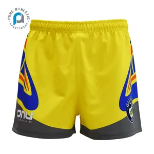 PURE Shorts Sublimation Printing Pattern yellow nrl team wholesale polyester Running Men Sports custom Rugby Shorts league