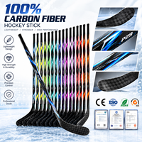 Bâton de hockey sur glace professionnel en fibre de carbone intégrale, fabricant OEM ODM, ultra léger, flex réglable, design ergonomique