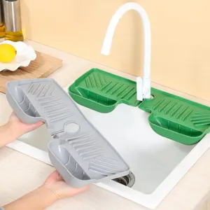 Protection anti-éclaboussures en silicone pour évier, tapis imperméable et anti-moisissure, support de rangement pour éponges, plaque de drainage et d'organisation pour cuisine - Product Image 4