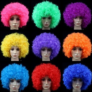 <span class=keywords><strong>Pelucas</strong></span> Afro rizadas de <span class=keywords><strong>payaso</strong></span> divertido, peluca de arcoíris, peluca de fiesta colorida loca, tema de discoteca de los años 70 para adultos, mujeres, hombres, broma De Halloween - Product Image 2