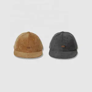 In stock popular hot sale wholesale high quality colorful 5 panel flat brim sports hats with leather strap corduroy snapback cap