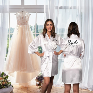 <span class=keywords><strong>Vestaglia</strong></span> Personalizzata per Damigelle, Accappatoio in <span class=keywords><strong>Raso</strong></span> con Nome Personalizzato, <span class=keywords><strong>Kimono</strong></span> da Sposa per Damigelle, <span class=keywords><strong>Vestaglia</strong></span> per Testimone dell'Onore - Product Image 5