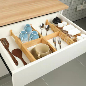 Diviseurs de tiroirs extensibles en bambou, organisateur réglable pour tiroirs de cuisine, salle de bain, <span class=keywords><strong>bureau</strong></span> - Product Image 2
