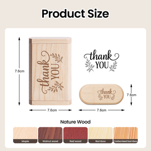 Clé USB JASTER, clé USB 2.0 en bois avec boîte, 4 Go, 8 Go, 16 Go, 32 Go, clé USB avec logo personnalisé gratuit, disque U pour cadeau de mariage - Product Image 3