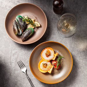 Plato Redondo de Porcelana Marrón Mate de 8'' Estilo Marroquí Mexicano Bávaro, Económico para Hoteles, para Cena, Postre, Fruta o Ensalada - Product Image 3