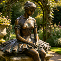 Statues de danseuses de ballet en laiton grandeur nature, décorations modernes pour la maison en plein air, artisanat en métal, sculpture en bronze d'une ballerine assise
