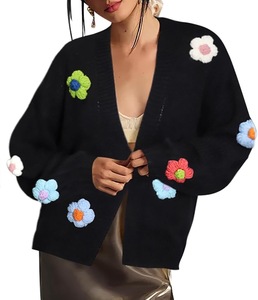 Vente en gros Nouveau <span class=keywords><strong>pull</strong></span> tricoté à motifs floraux pour femmes <span class=keywords><strong>Pull</strong></span> cardigan pour dames <span class=keywords><strong>Pull</strong></span> de Noël d'hiver imprimé pour filles - Product Image 5