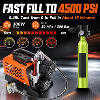 Kompresor Udara PCP 4500 PSI, Pompa Portabel Bebas Oli 10.5 lb dengan Pengisian Cepat 15 Menit, Daya Ganda 12V DC & 110V/220V AC