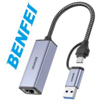 Adaptador BENFEI USB A/C a RJ45, Nuevo Adaptador de Red LAN Ethernet de 100 Gigabits USB 2.0