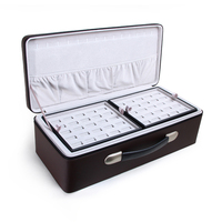 Grande boîte de rangement de voyage à fermeture éclair, type tiroir en bois, organisateur de bijoux en cuir haut de gamme personnalisé