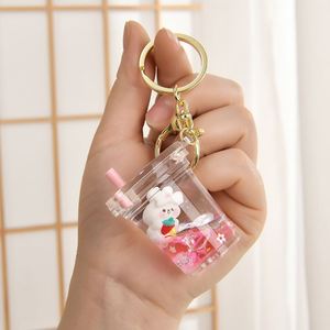 <b>Custom</b> Cute Pink School Bag Pendant Liquid <b>Key</b> Chain <b>Rings</b> Acrylic Customized Floating Liquid Keychains for Promotion Gifts - Product Image 2