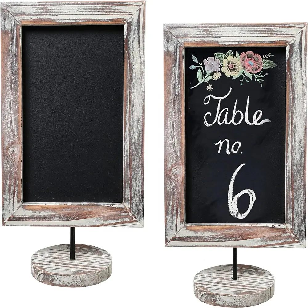 Fabriek Groothandel Hout Set Van 3 Rechthoekige Verbrand Houten Frame Tafelbord Bord Vintage Bruiloft Tafel Plaats Kaartbord