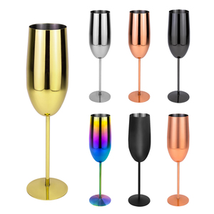 Rose Gold 250ml Mirror Polishing Stainless Steel Break Resistant Stemmed Sparking Wine Glass <strong>Champagne</strong> <strong>Flute</strong> for Bar Restaurant - Product Image 6
