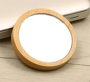 Portable Pocket Makeup Compact Vanity Wooden Pocket Mirror Round Makeup Mirror New Product Ideas 2022