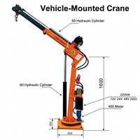 Grue à flèche hydraulique pliable montée sur camion de 1 tonne, grue portable montée sur camion 12V/24V/220V, machine de levage de marchandises