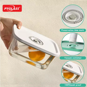 Ensemble de récipients de conservation alimentaire en verre borosilicate PYGLASS avec couvercle <span class=keywords><strong>sous</strong></span> <span class=keywords><strong>vide</strong></span>, boîte en verre <span class=keywords><strong>hermétique</strong></span> pour conserver la fraîcheur avec poignée, verre transparent - Product Image 6