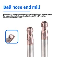 Fraise à queue sphérique en acier au tungstène monobloc 55 à 2 dents, non revêtue, à queue droite, profil R, outil de coupe CNC pour fraisage