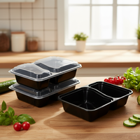 Boîte à lunch en plastique sans BPA à 2 compartiments, micro-ondable, 30 oz, boîte de rangement alimentaire, boîte bento avec couvercle en PP