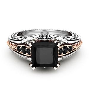 Anello quadrato nero a otto punte per donna, gioiello da dito alla moda in stile europeo e americano - Product Image 2