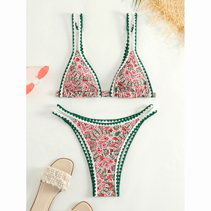 पुष्प सेक्सी जातीय रेट्रो हाई कट बिकनी 2026 इन विस्फोटक हैवी समुद्र तट तैराक बोहेमिया शैली बिकनी - Product Image 5