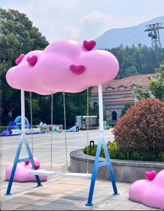 เครื่องประดับแกว่งไฟเบอร์กลาสเรซินกลางแจ้งขนาดใหญ่รูปปั้นดอกไม้สไตล์นางฟ้าดวงจันทร์สำหรับห้างสรรพสินค้าและโรงแรม - Product Image 3