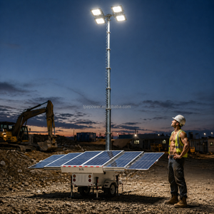 TPE-1800LH Hybrid <b>Solar</b> Mobile Light Tower 153000LM Trailer LED Lighting Tower With 9m Hydraulic Mast for Construction Mining TP - Product Image 2