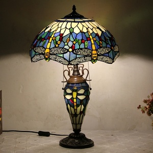 Lámpara de Mesa Tiffany Dragonfly de 16 Pulgadas de LongHuiJing, Lámpara de Vidrio con Diseño de Libélula, Estilo Moderno, para Decoración de Hotel, Lámpara de Escritorio - Product Image 1