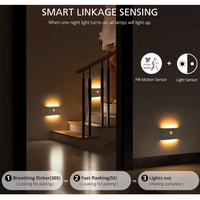 Lampe de nuit à induction sans fil USB 5V rechargeable Détecteur de mouvement Lampe murale pour chambre à coucher Cuisine Escalier Couloir