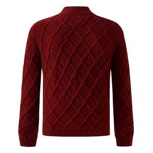Pull en laine pour homme Broderie ODM Logo Motif Baggy Vintage Tricots Pull en jersey Pull à fermeture éclair - Product Image 3