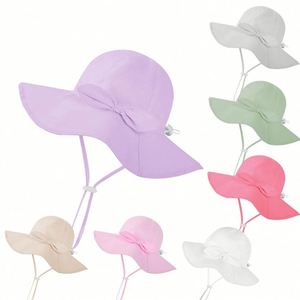 Sombrero de Pescador para Niños 2025, Sombrero de Sol para Bebés de Color Sólido con Lazo, Gorra de Protección Solar para Niños y Niñas con Ala Ancha - Product Image 1