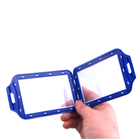 Porte-badge d'identification avec fenêtres double face étui en plastique dur vertical pochette de protection de carte pour cartes de crédit d'identité d'école de bureau t994