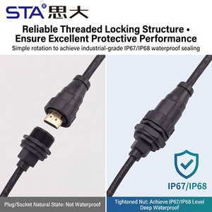 Câble d'interface numérique pour écran vidéo HD, <span class=keywords><strong>prise</strong></span> aviation, connecteur de panneau de châssis, 4K 60HZ 1080P, plastique, étanche IP67 - Product Image 3