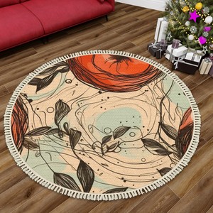 Imagen personalizada, varios tamaños, alfombra redonda de gamuza con borlas, alfombra grande de yute de tejido plano para decoración de sala de estar, patrón de pasillo rectangular - Product Image 6