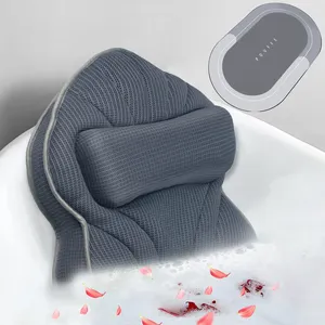 프리미엄 초대형 5D 에어 메쉬 부드럽고 편안한 욕조 베개 6 미끄럼 방지 태그 흡입 컵 욕조 용 목욕 베개
