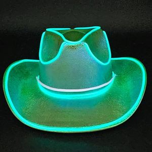 Led mũ cao bồi Neon lấp lánh không gian Cowgirl EL dây Ánh Sáng TRIM trang phục cho Disco Đảng long lanh cap Mũ khuyến mại Halloween - Product Image 3