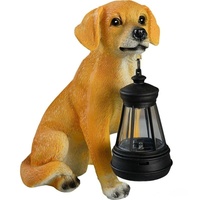 Simulierte sitzende Golden Retriever Harzfigur mit Solarlaterne – Kreative Tierstatue für die Heimdekoration