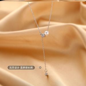 Pearl Tassel Necklace For Women Minimalist Collarbone Chain Light Luxury Everyday Wear 10cm Extended Chain Geometric Design - Product Image 4